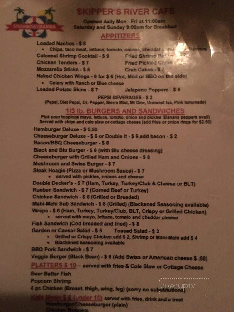 Skipper's River Cafe - New Richmond, OH menu_pic