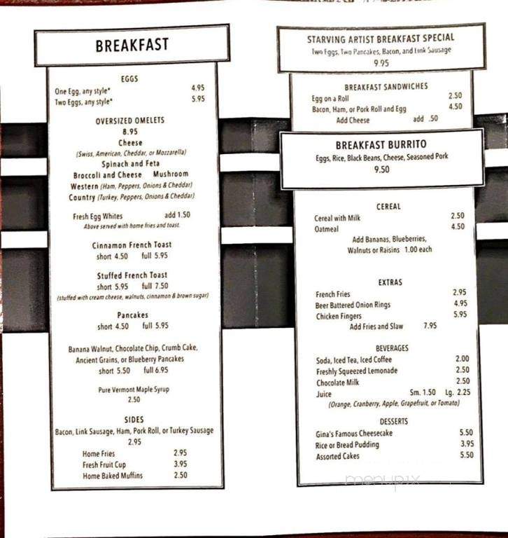 Starving Artist At Days - Ocean Grove, NJ menu_pic