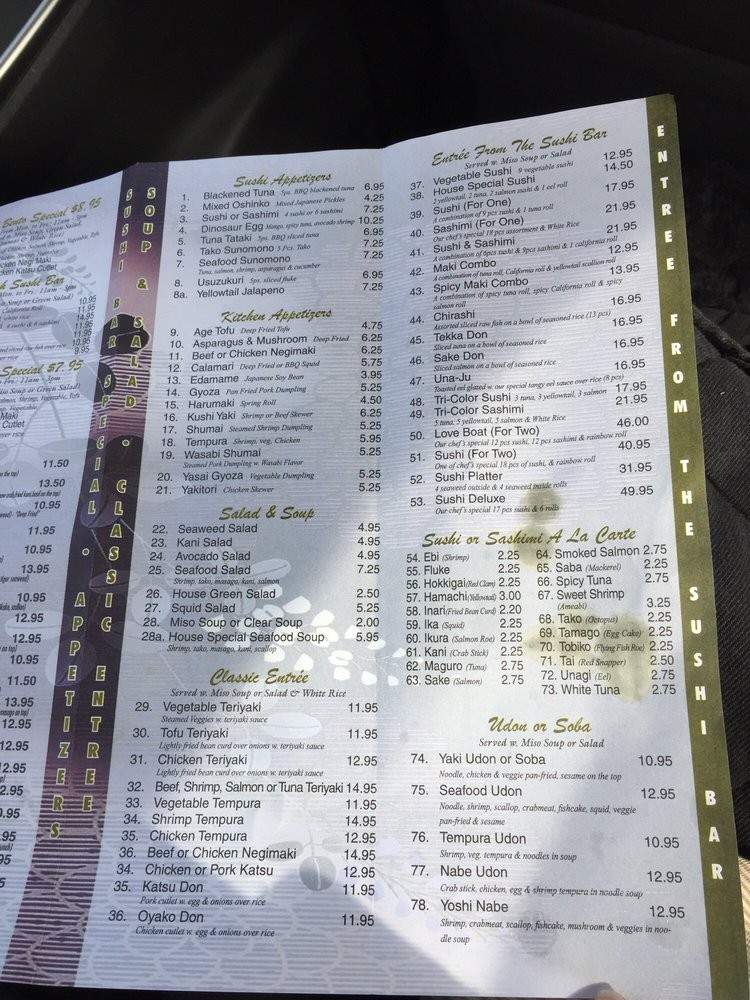 Japan One - Dubois, PA menu_pic