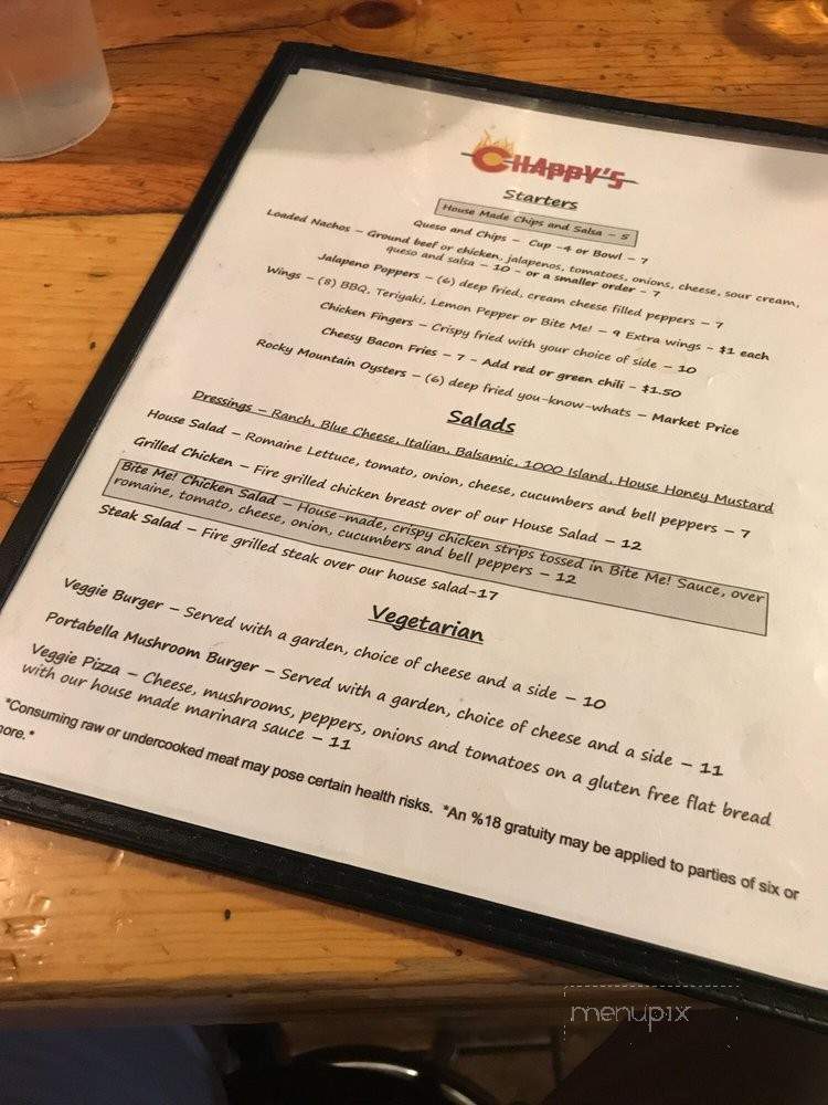 Chappy's - Westcliffe, CO menu_pic