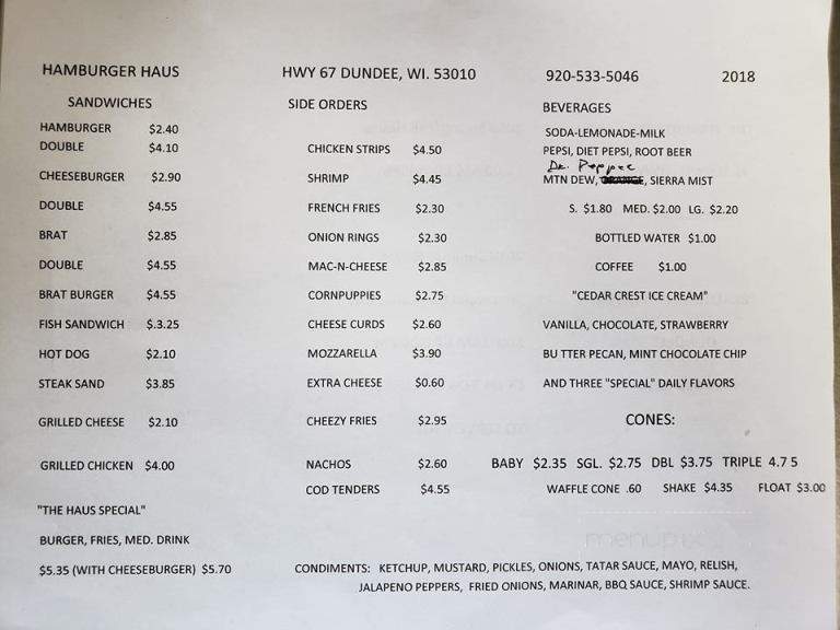 Hamburger Haus - Campbellsport, WI menu_pic