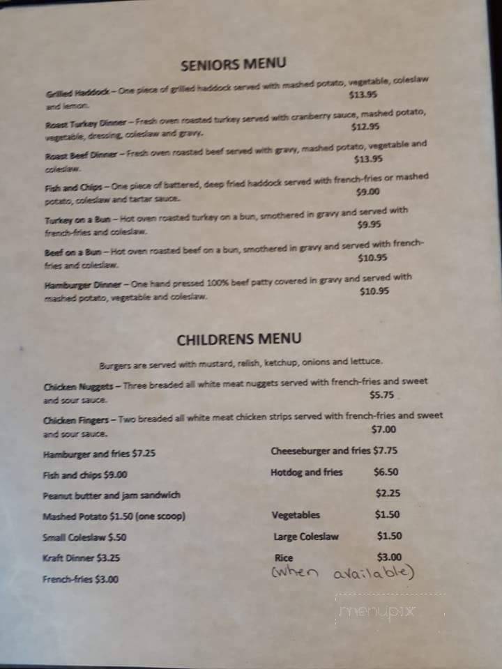 McMahon's Take Out Restaurant - Wallace, NS menu_pic