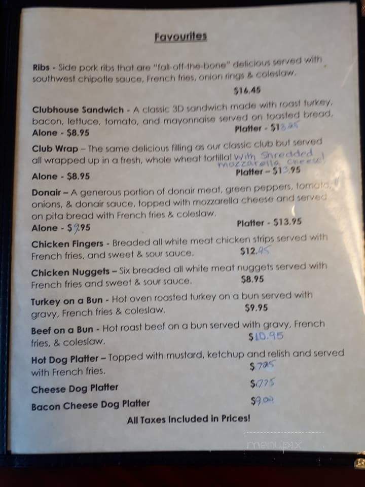 McMahon's Take Out Restaurant - Wallace, NS menu_pic