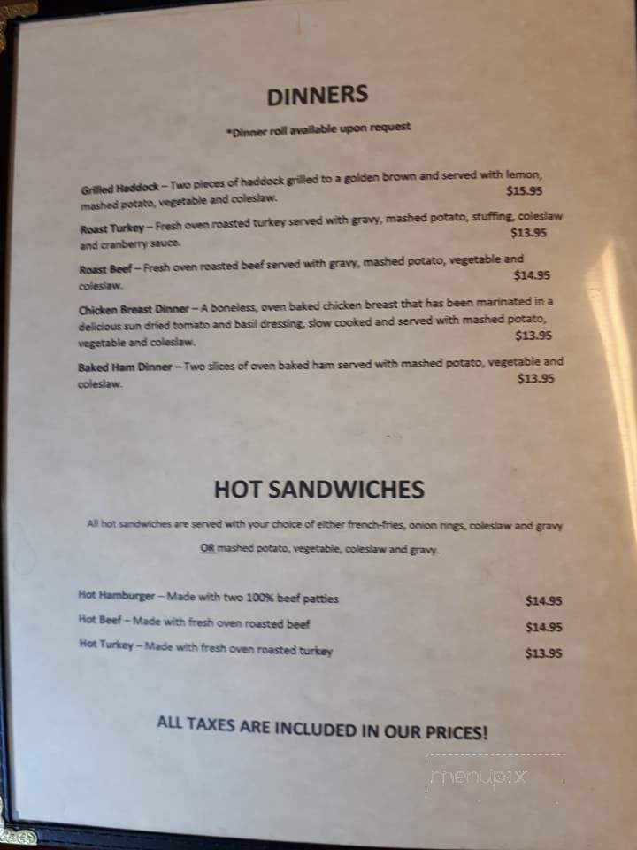 McMahon's Take Out Restaurant - Wallace, NS menu_pic