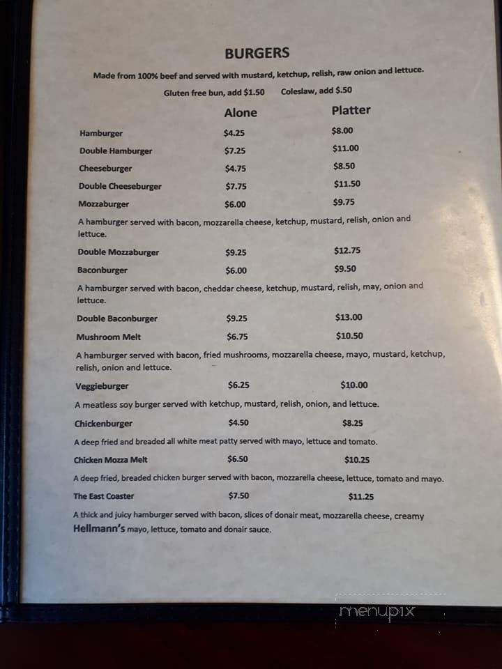 McMahon's Take Out Restaurant - Wallace, NS menu_pic