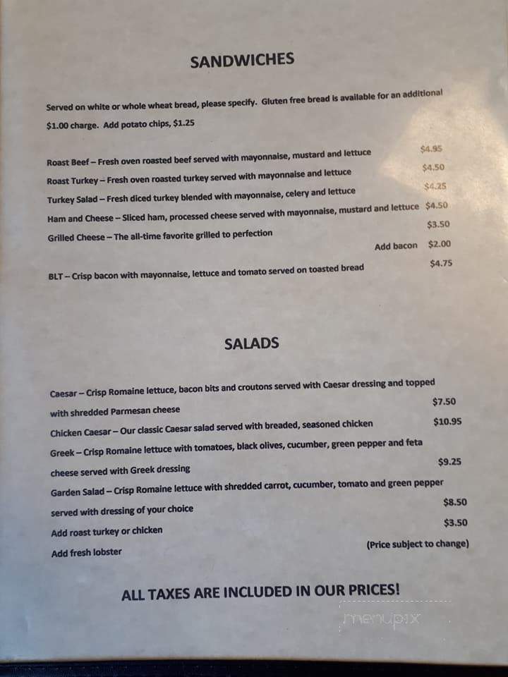 McMahon's Take Out Restaurant - Wallace, NS menu_pic