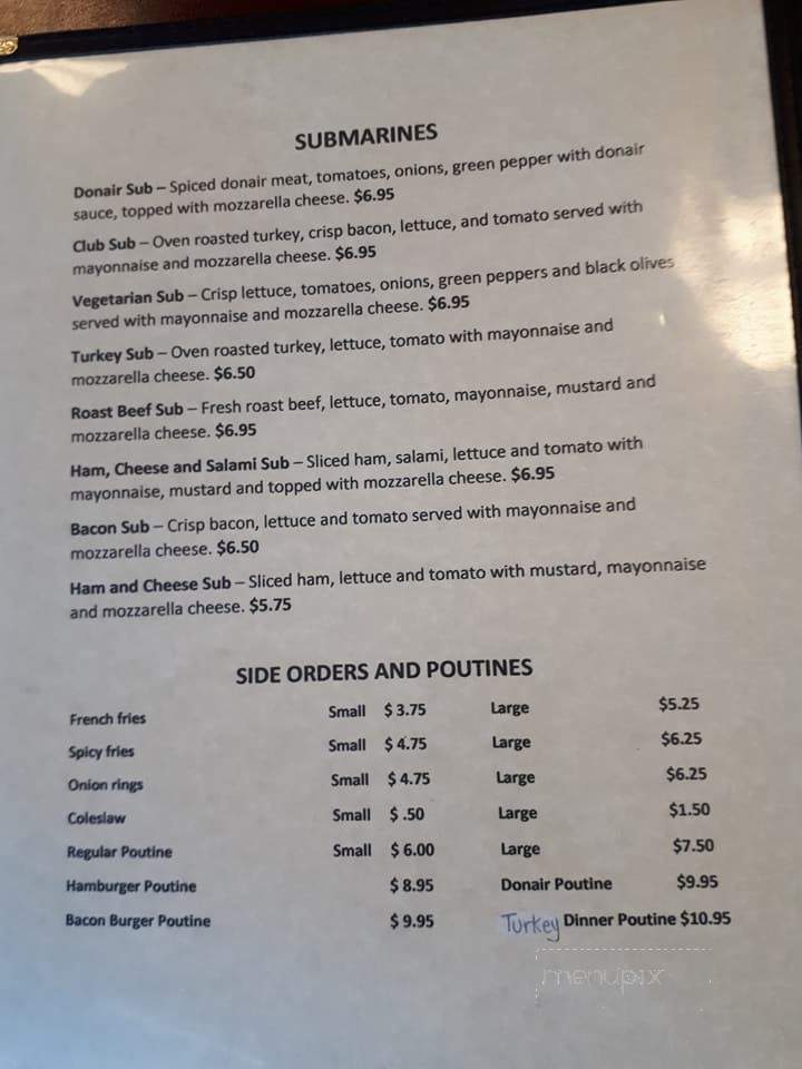 McMahon's Take Out Restaurant - Wallace, NS menu_pic