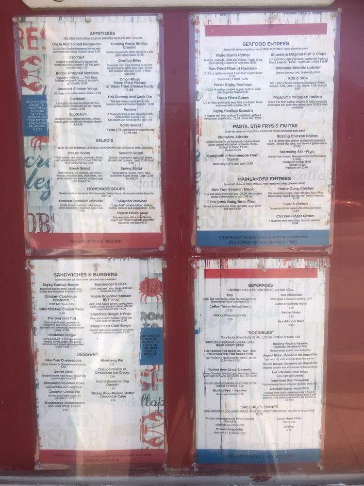 Shoreline Restaurant - Digby, NS menu_pic