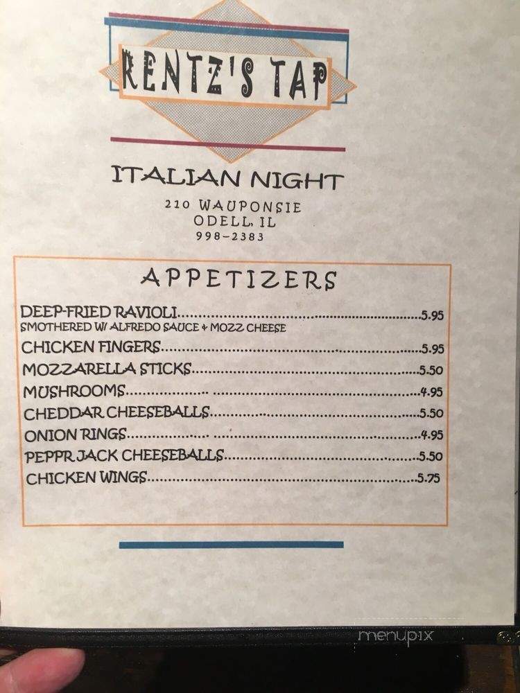 Rentz's Tap & Dining - Odell, IL menu_pic