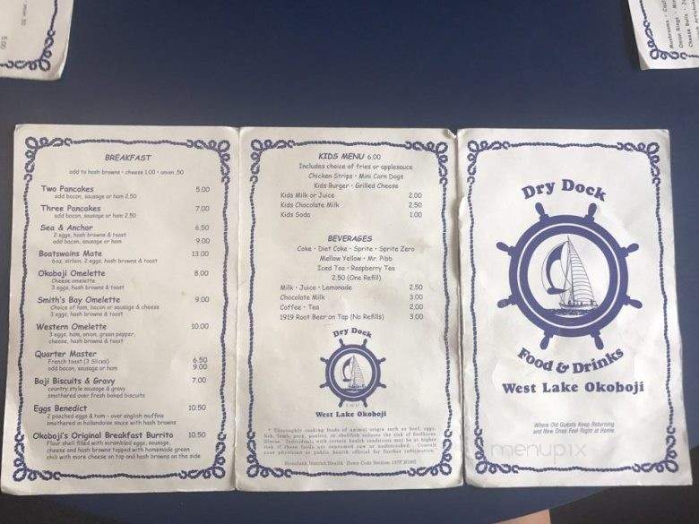 Dry Dock Lounge - Arnolds Park, IA menu_pic