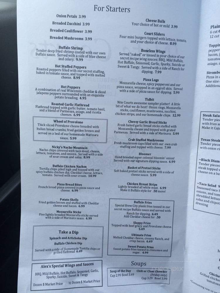 Nite Courts - Ford City, PA menu_pic