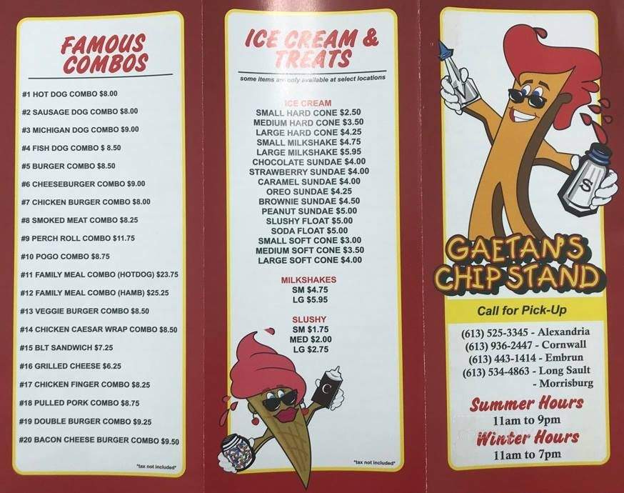 Gaetans Chip Stand - Alexandria, ON menu_pic