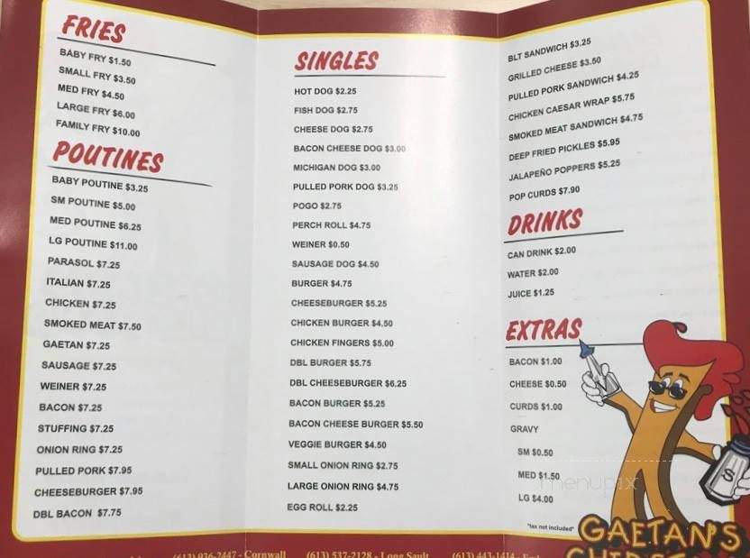 Gaetans Chip Stand - Alexandria, ON menu_pic