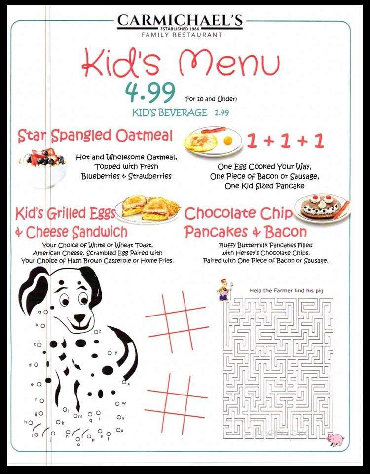 Carmichael's Cafe - Ocala, FL menu_pic