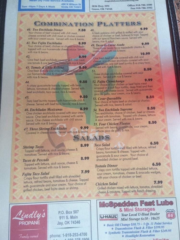 Cesar's Place Mexican Grill - Vinita, OK menu_pic