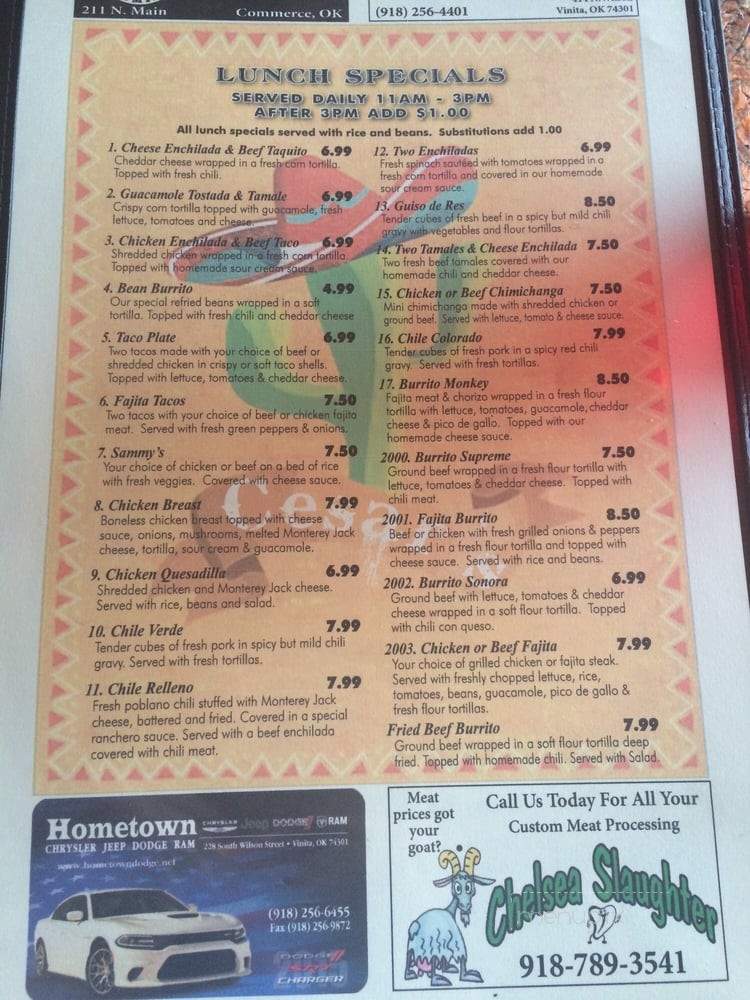 Cesar's Place Mexican Grill - Vinita, OK menu_pic