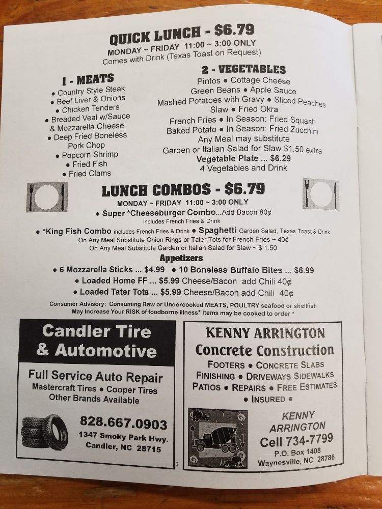 Highway 151 Restaurant - Candler, NC menu_pic