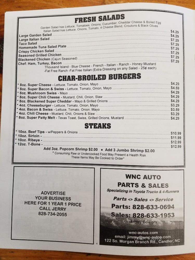 Highway 151 Restaurant - Candler, NC menu_pic