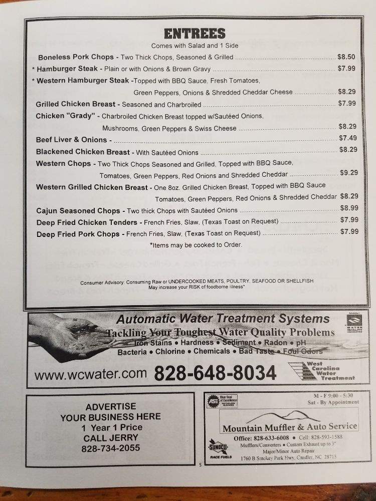 Highway 151 Restaurant - Candler, NC menu_pic
