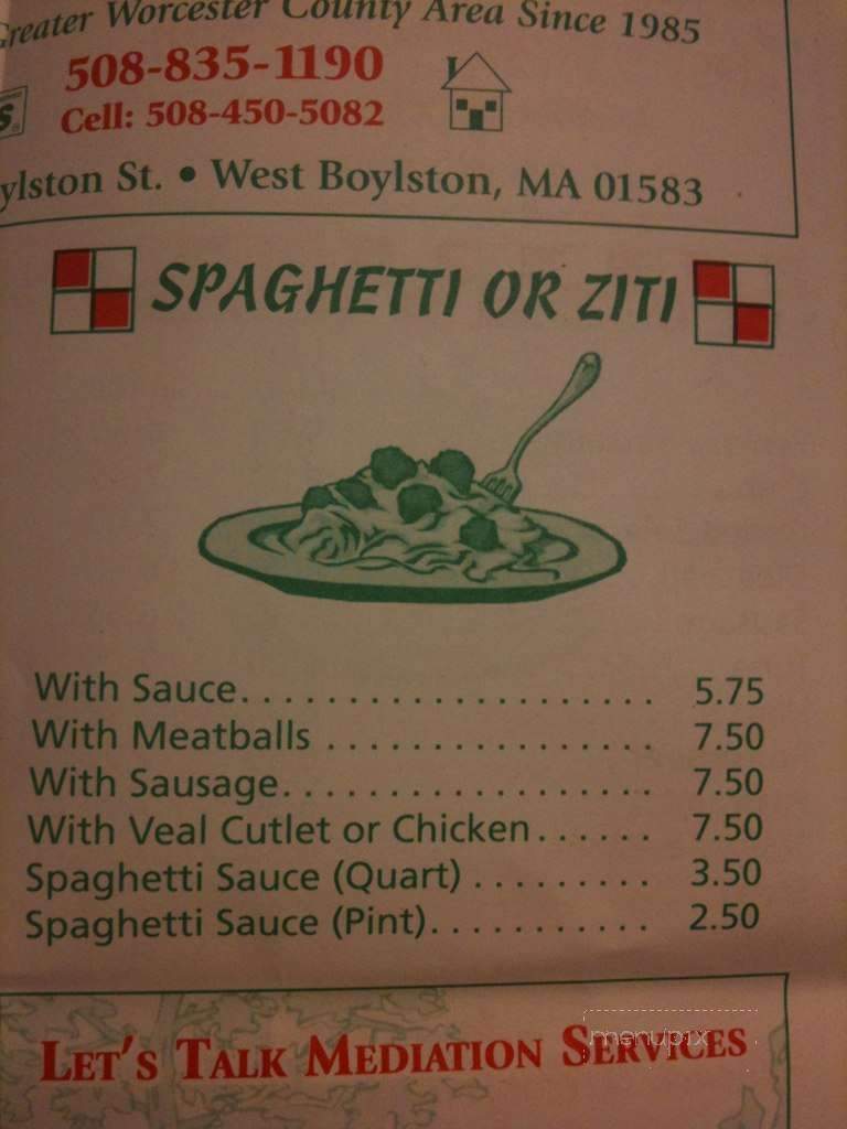 Steve's Pizzaria - West Boylston, MA menu_pic