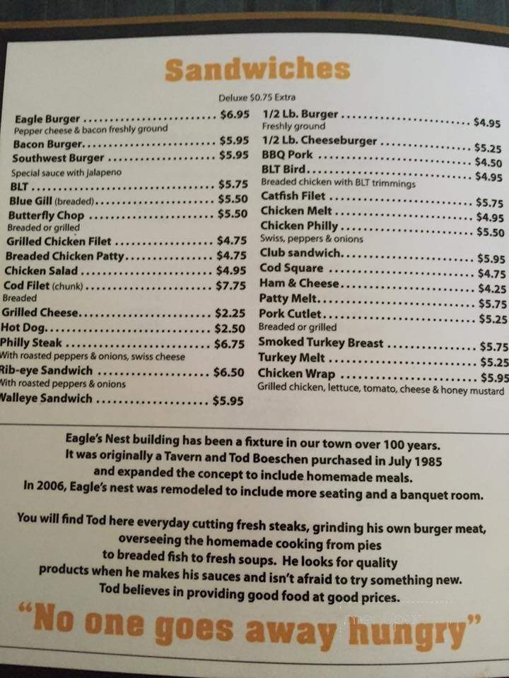 Eagle Nest - Addieville, IL menu_pic