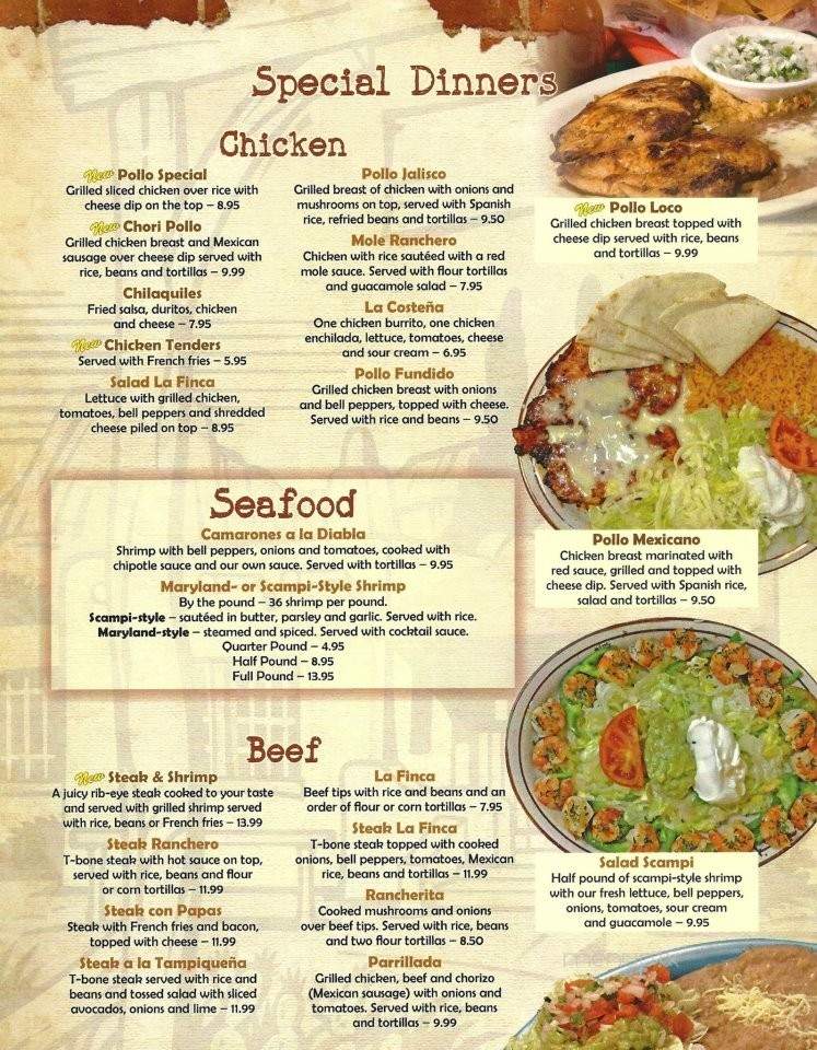 La Finca Mexican Restaurant - Morehead, KY menu_pic