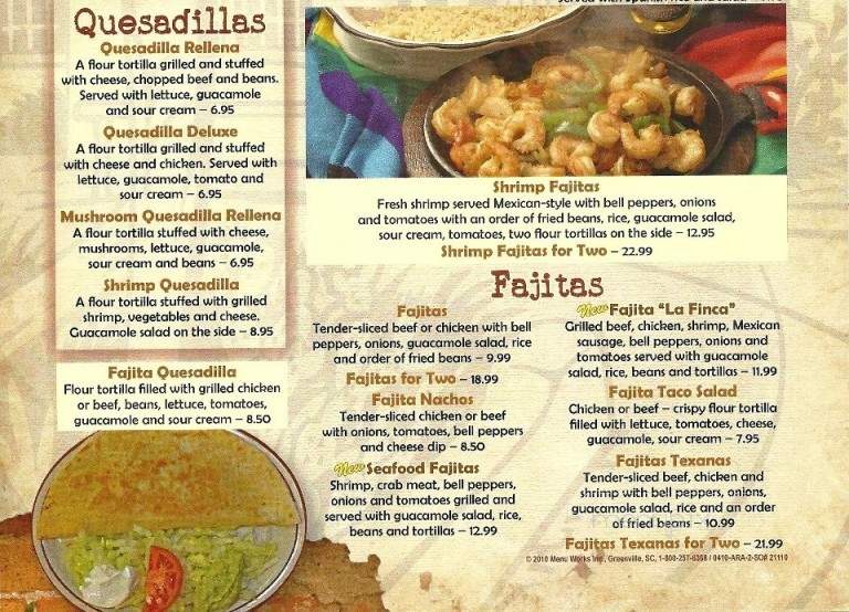 La Finca Mexican Restaurant - Morehead, KY menu_pic