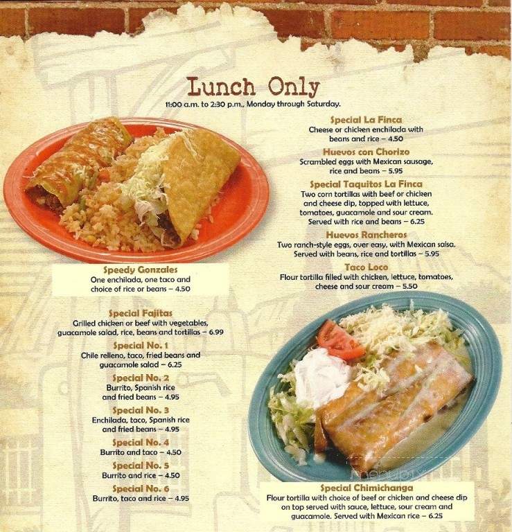 La Finca Mexican Restaurant - Morehead, KY menu_pic
