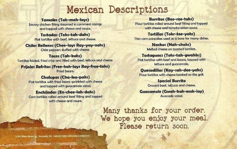 La Finca Mexican Restaurant - Morehead, KY menu_pic