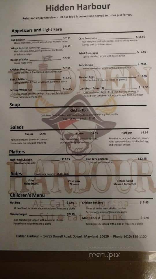 Hidden Harbor - Dowell, MD menu_pic