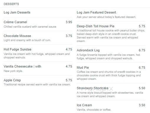Log Jam - Grand Ledge, MI menu_pic
