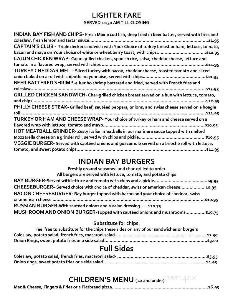 Indian Bay Marina - Willsboro, NY menu_pic