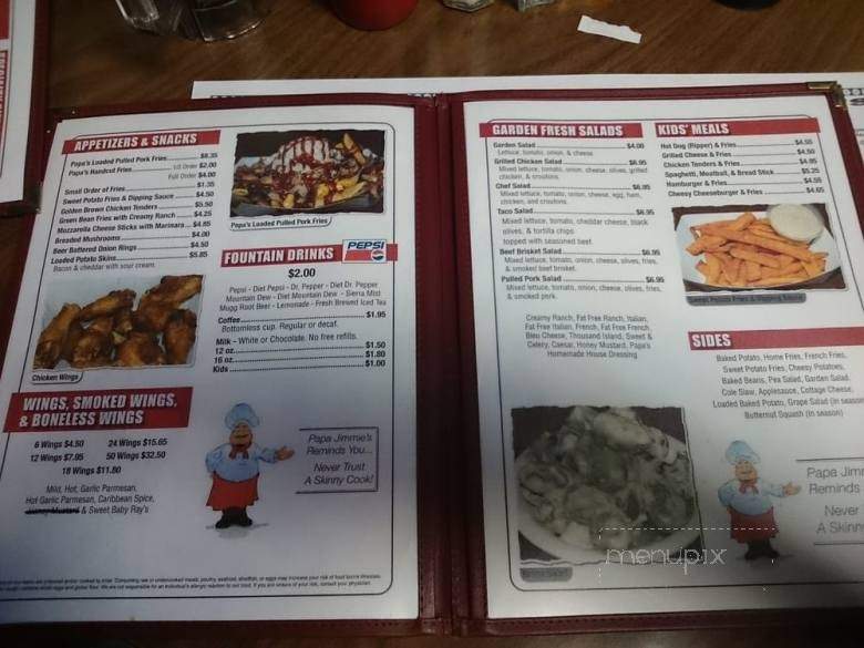 Papa Jimmie's - Green Springs, OH menu_pic