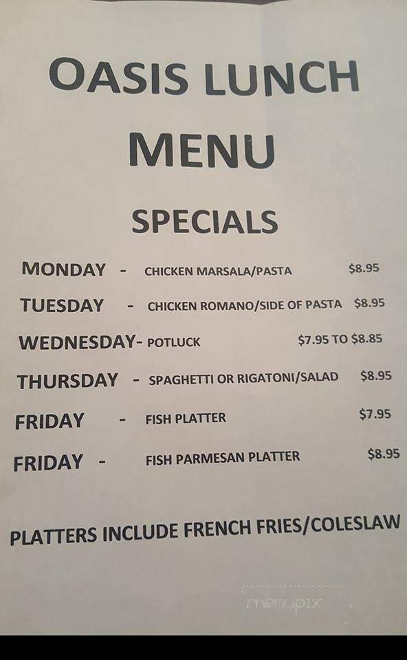 Oasis Pasta House - Cecil, PA menu_pic