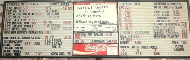 Miss Ann's Fried Chicken - Greenwood, SC menu_pic