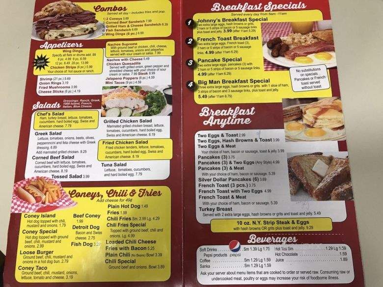 Johnny's Coney Island - Detroit, MI menu_pic