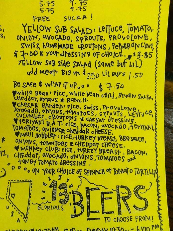 Yellow Submarine - Sparks, NV menu_pic