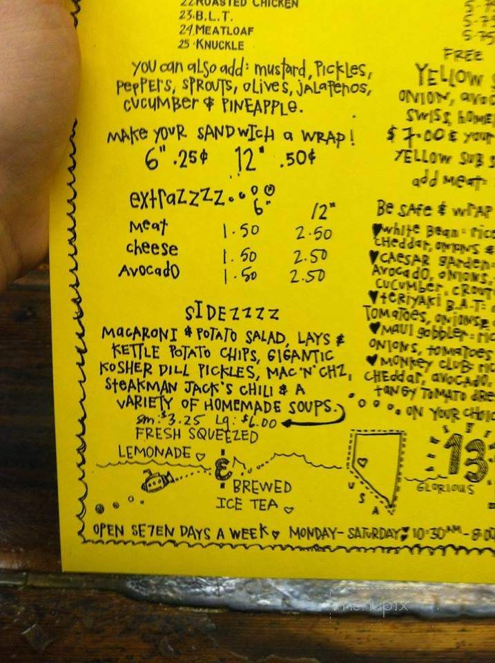 Yellow Submarine - Sparks, NV menu_pic