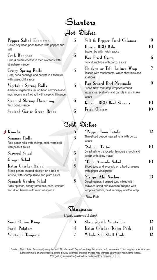 Bamboo Bistro - Lady Lake, FL menu_pic