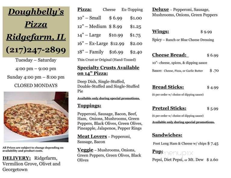 Doughbelly's Pizza - Ridge Farm, IL menu_pic
