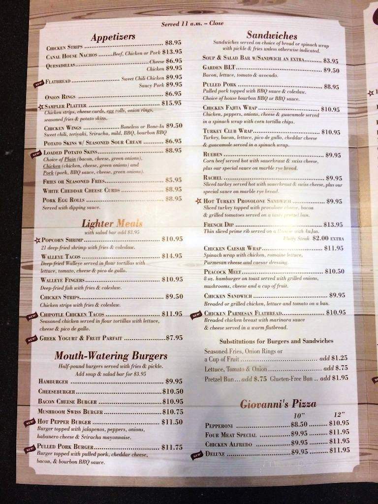 Canal House Restaurant - Cass Lake, MN menu_pic