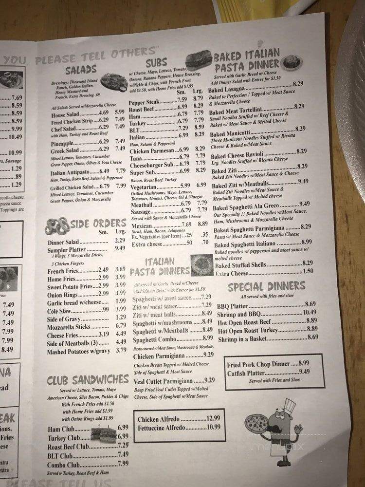 You'll Love It Pizza Restaurant - Fairmont, NC menu_pic