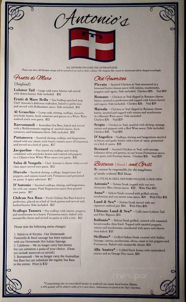Antonio's - Conneaut Lake, PA menu_pic