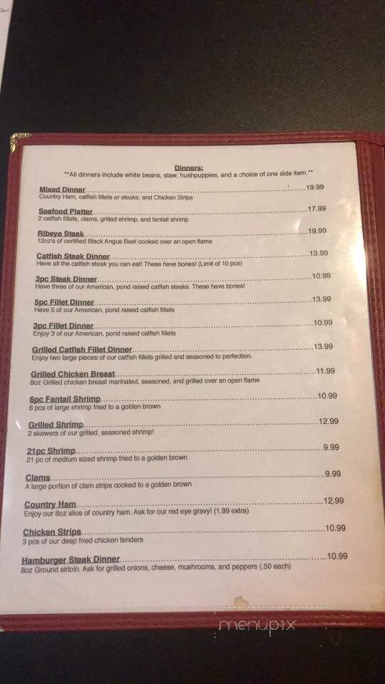 Carmack's Fish Barn - Cottage Grove, TN menu_pic