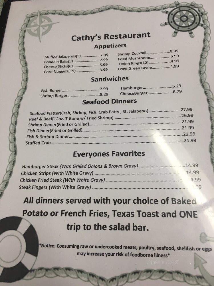 Cathy's Restaurant - Port O'Connor, TX menu_pic