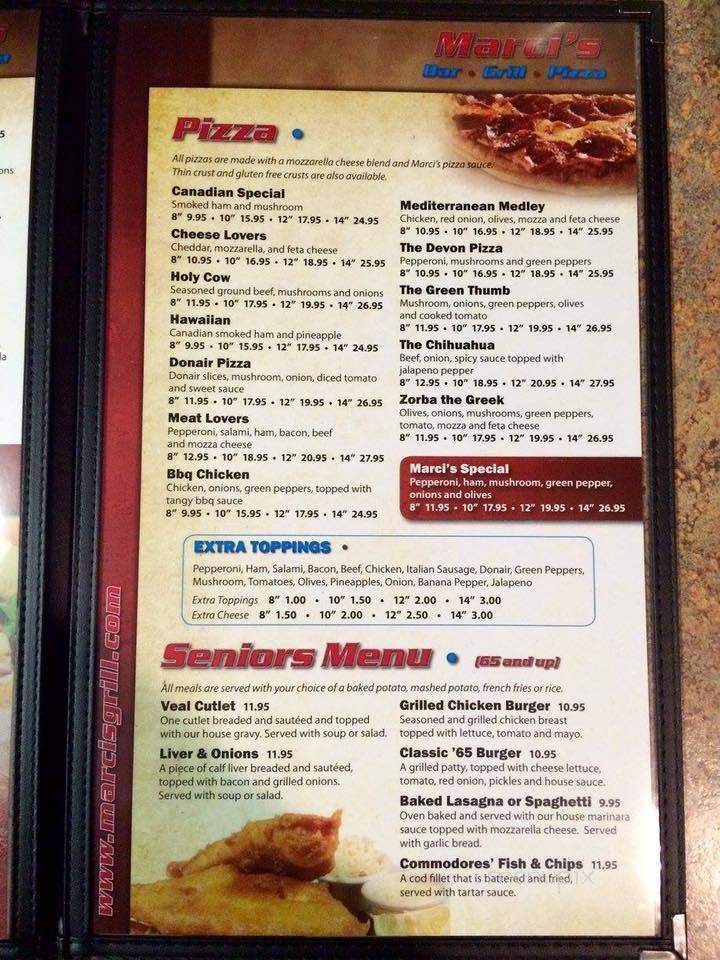 Marcis Bar & Grill - Devon, AB menu_pic