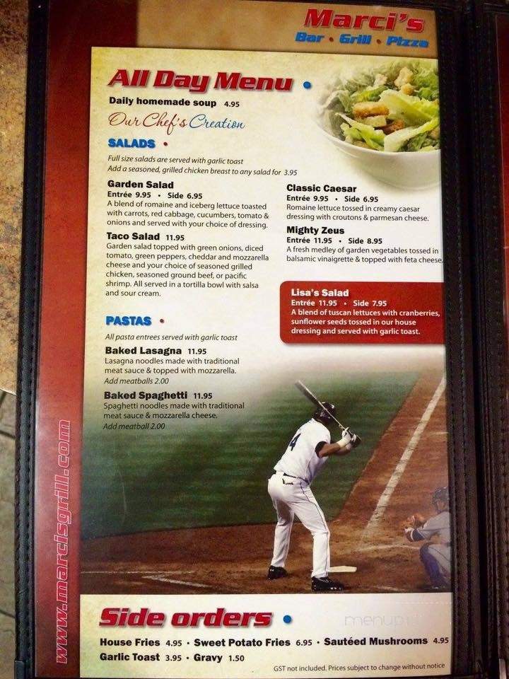 Marcis Bar & Grill - Devon, AB menu_pic