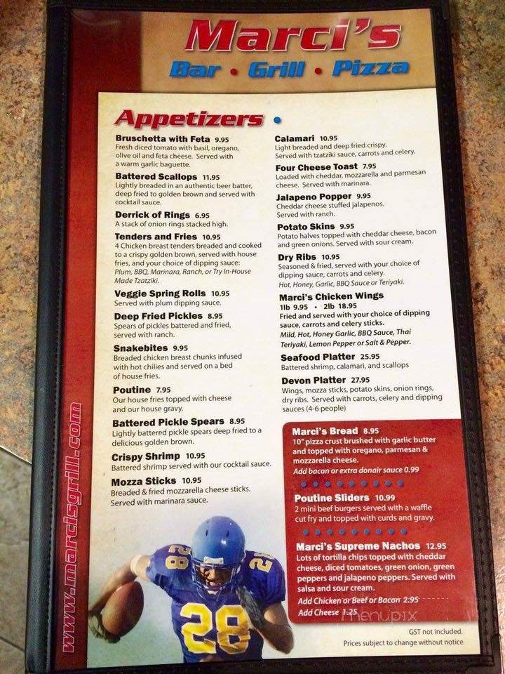 Marcis Bar & Grill - Devon, AB menu_pic