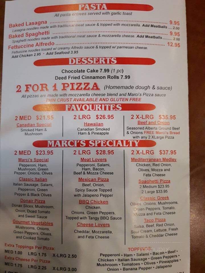 Marcis Bar & Grill - Devon, AB menu_pic