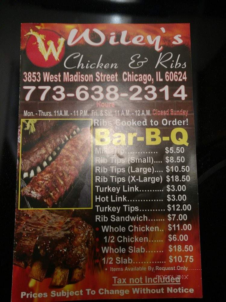 Wiley's Chicken & Ribs - Chicago, IL menu_pic
